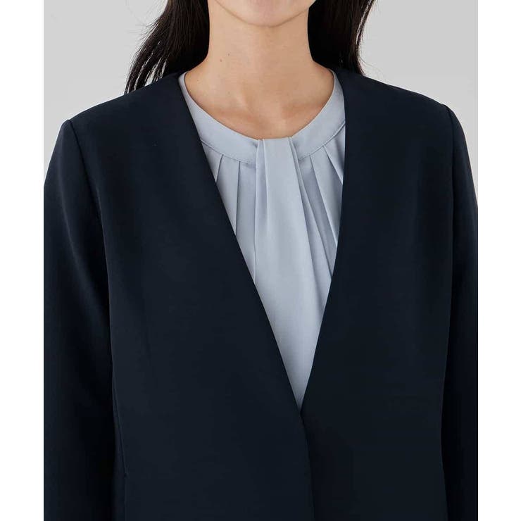 【洗える ストレッチ セットアップ対応】ダブルクロスVネックノーカラージャケット | a.v.v【WOMEN】 | 詳細画像21 