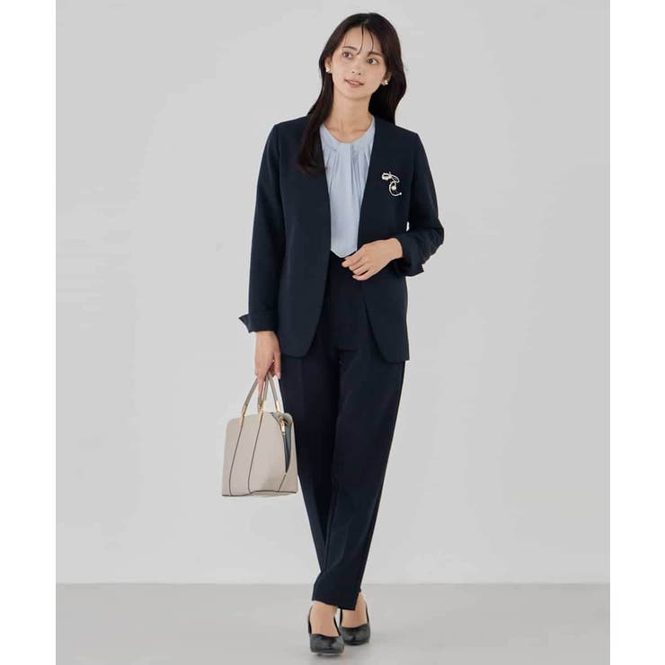 【洗える ストレッチ セットアップ対応】ダブルクロスVネックノーカラージャケット | a.v.v【WOMEN】 | 詳細画像4 