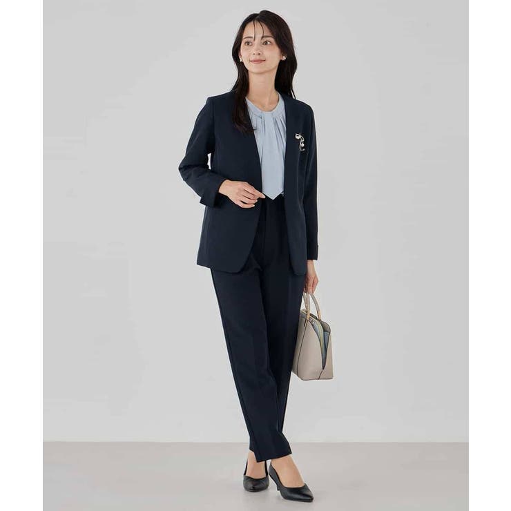 【洗える ストレッチ セットアップ対応】ダブルクロスVネックノーカラージャケット | a.v.v【WOMEN】 | 詳細画像5 