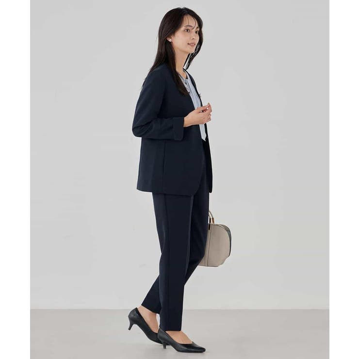 【洗える ストレッチ セットアップ対応】ダブルクロスVネックノーカラージャケット | a.v.v【WOMEN】 | 詳細画像6 