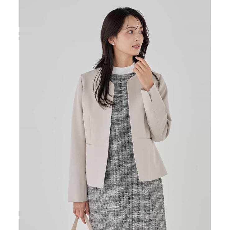 【洗える/ストレッチ/セットアップ対応】ダブルクロスキーネックジャケット | a.v.v【WOMEN】 | 詳細画像12 