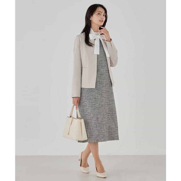 【洗える/ストレッチ/セットアップ対応】ダブルクロスキーネックジャケット | a.v.v【WOMEN】 | 詳細画像14 