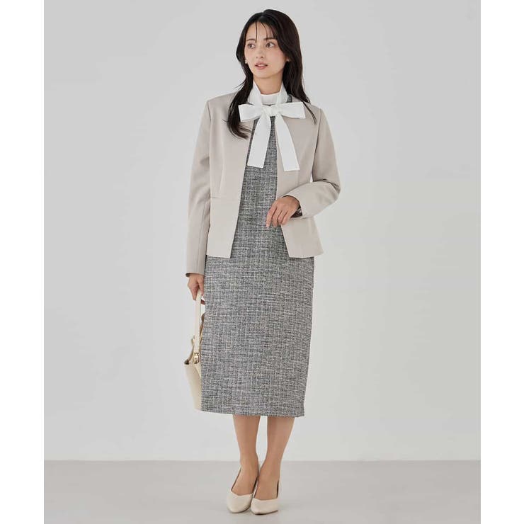 【洗える/ストレッチ/セットアップ対応】ダブルクロスキーネックジャケット | a.v.v【WOMEN】 | 詳細画像17 