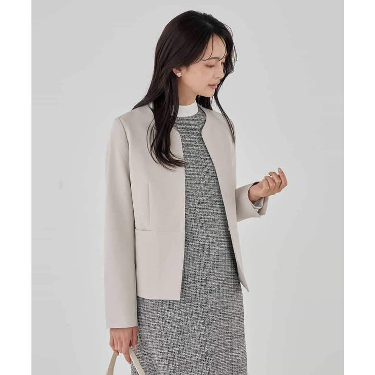 【洗える/ストレッチ/セットアップ対応】ダブルクロスキーネックジャケット | a.v.v【WOMEN】 | 詳細画像18 