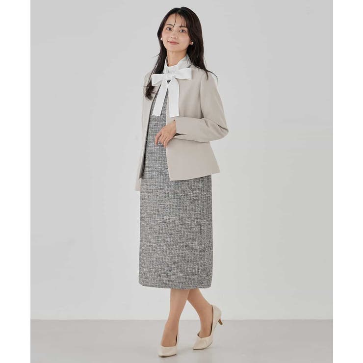 【洗える/ストレッチ/セットアップ対応】ダブルクロスキーネックジャケット | a.v.v【WOMEN】 | 詳細画像19 