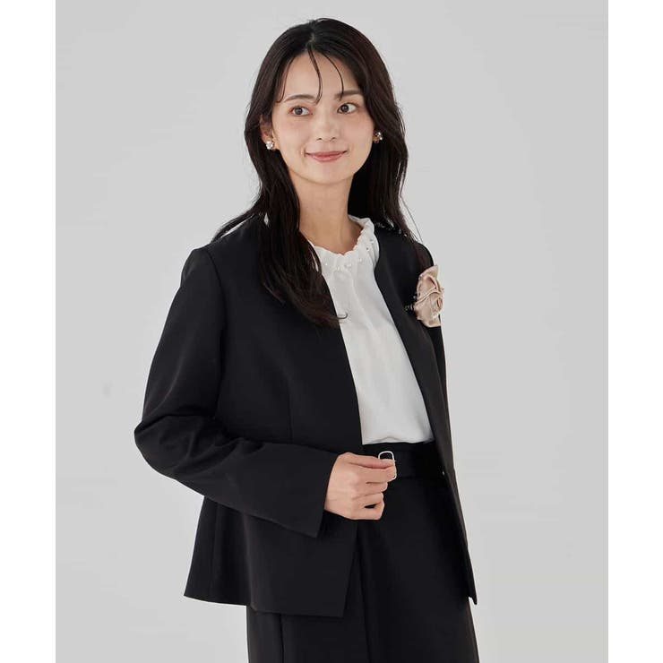 【洗える/ストレッチ/セットアップ対応】ダブルクロスキーネックジャケット | a.v.v【WOMEN】 | 詳細画像29 