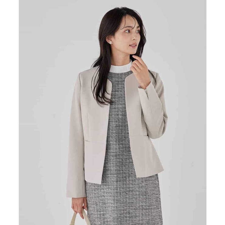 【洗える/ストレッチ/セットアップ対応】ダブルクロスキーネックジャケット | a.v.v【WOMEN】 | 詳細画像37 