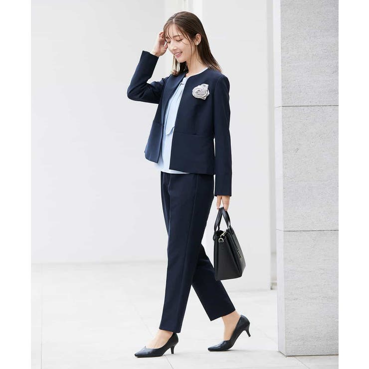 【洗える/ストレッチ/セットアップ対応】ダブルクロスキーネックジャケット | a.v.v【WOMEN】 | 詳細画像8 