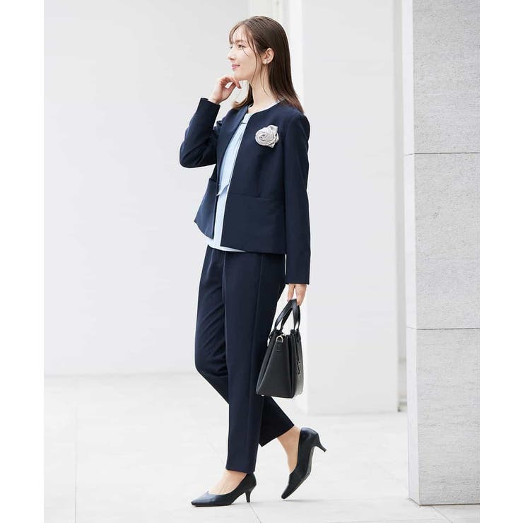 【洗える/ストレッチ/セットアップ対応】ダブルクロスキーネックジャケット | a.v.v【WOMEN】 | 詳細画像9 