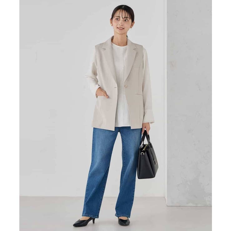 【洗える/ストレッチ/セットアップ対応】ダブルクロステーラードジレ | a.v.v【WOMEN】 | 詳細画像10 