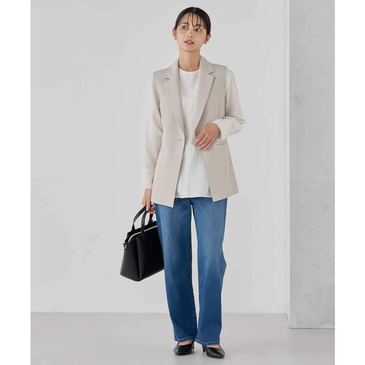 【洗える/ストレッチ/セットアップ対応】ダブルクロステーラードジレ | a.v.v【WOMEN】 | 詳細画像13 