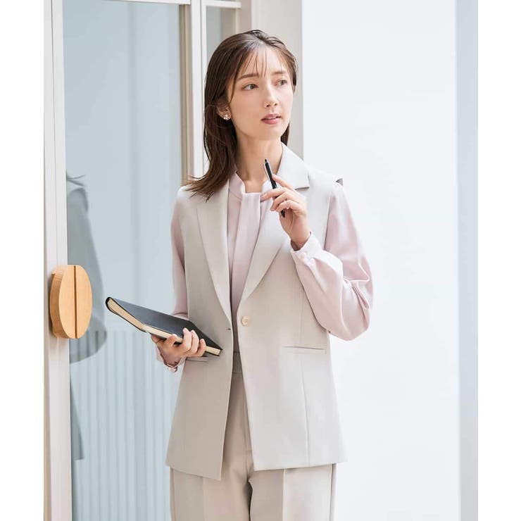 【洗える/ストレッチ/セットアップ対応】ダブルクロステーラードジレ | a.v.v【WOMEN】 | 詳細画像14 