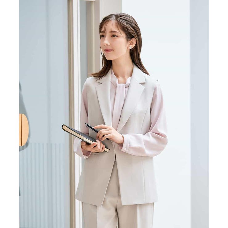 【洗える/ストレッチ/セットアップ対応】ダブルクロステーラードジレ | a.v.v【WOMEN】 | 詳細画像17 