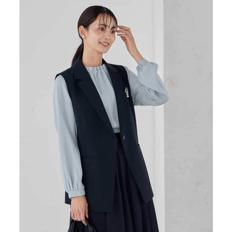 【洗える/ストレッチ/セットアップ対応】ダブルクロステーラードジレ | a.v.v【WOMEN】 | 詳細画像3 