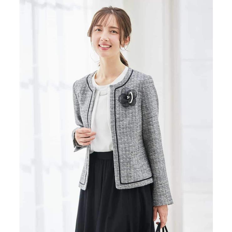 【ストレッチ】ツイードノーカラージャケット | a.v.v【WOMEN】 | 詳細画像1 