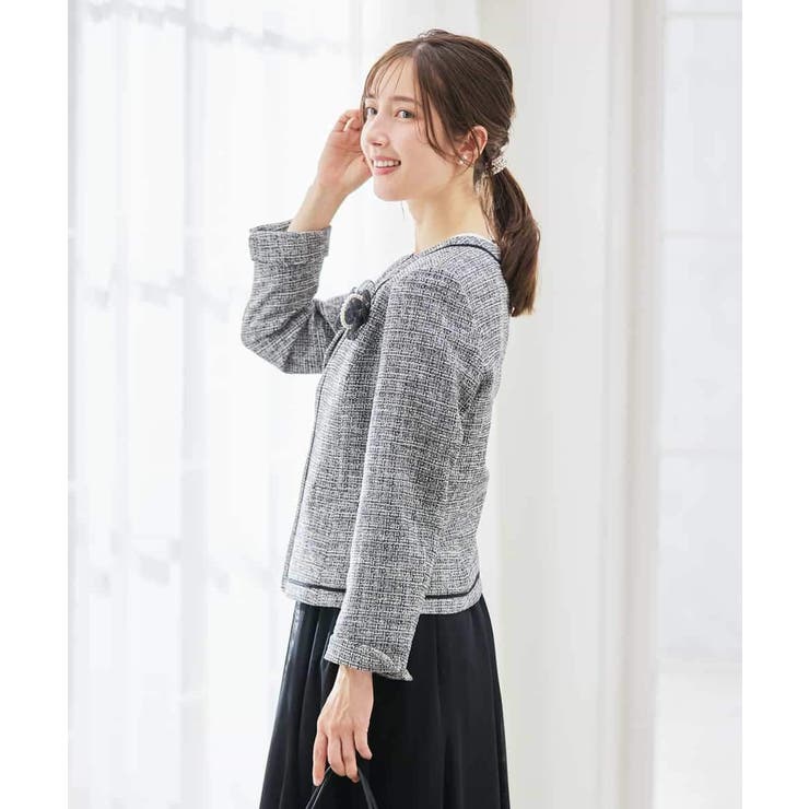 【ストレッチ】ツイードノーカラージャケット | a.v.v【WOMEN】 | 詳細画像5 