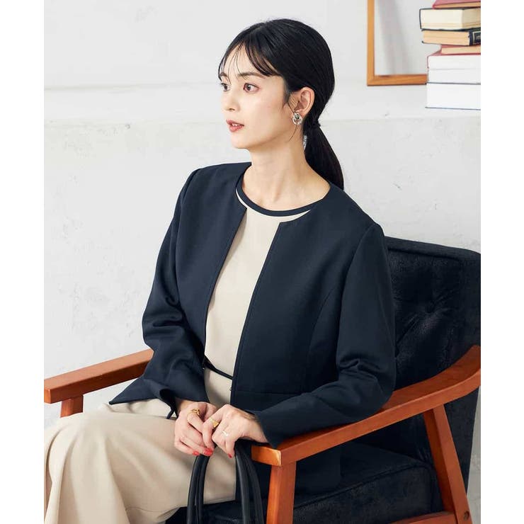 【洗える/ストレッチ/UVカット】麻調ストレッチキーネックジャケット | a.v.v【WOMEN】 | 詳細画像3 