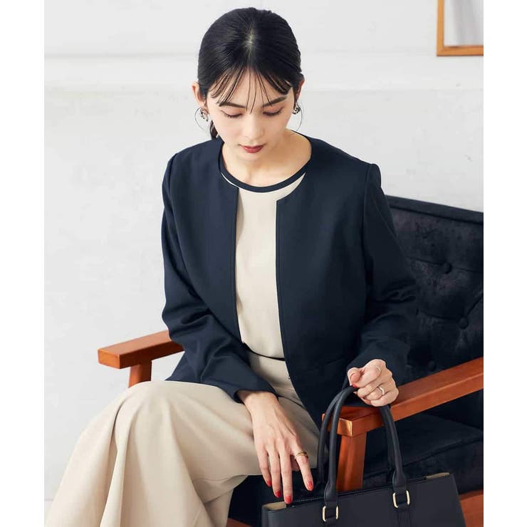 【洗える/ストレッチ/UVカット】麻調ストレッチキーネックジャケット | a.v.v【WOMEN】 | 詳細画像4 