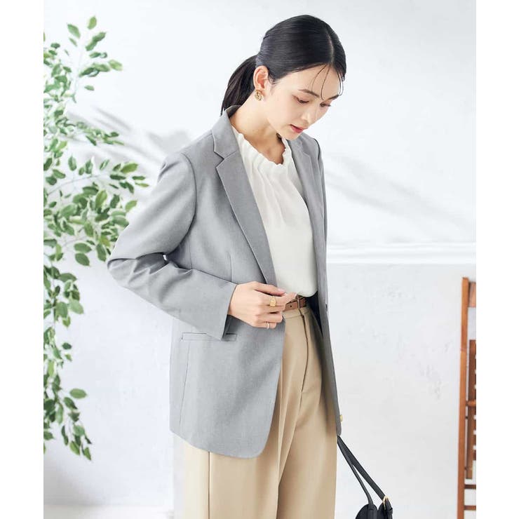 【洗える/ストレッチ/UVカット】麻調ストレッチテーラードジャケット | a.v.v【WOMEN】 | 詳細画像12 