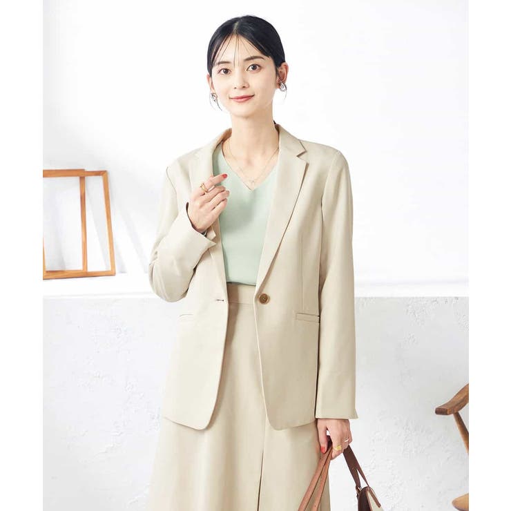 【洗える/ストレッチ/UVカット】麻調ストレッチテーラードジャケット | a.v.v【WOMEN】 | 詳細画像7 