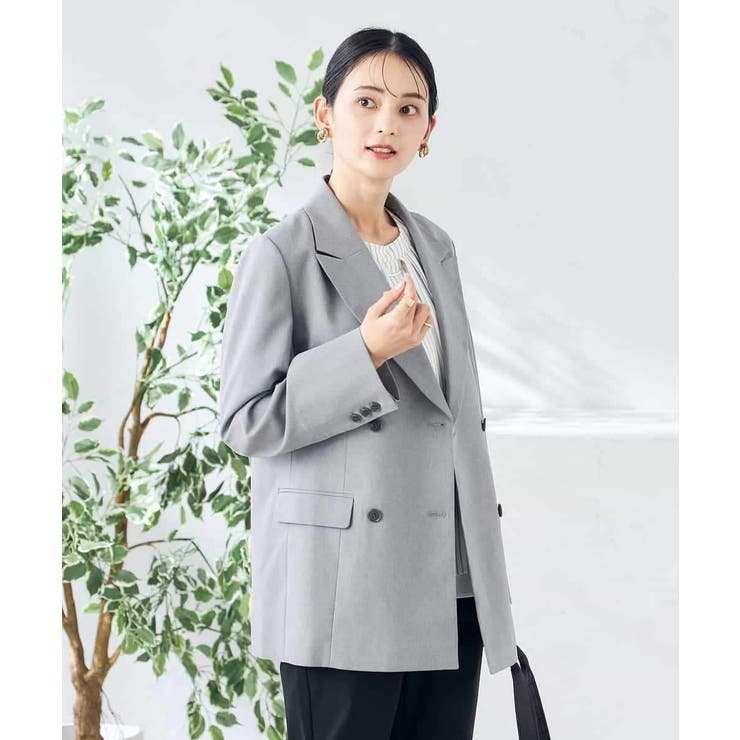 【洗える/ストレッチ/UVカット】麻調ストレッチダブルブレストジャケット | a.v.v【WOMEN】 | 詳細画像12 