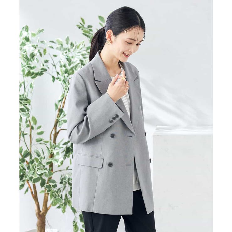 【洗える/ストレッチ/UVカット】麻調ストレッチダブルブレストジャケット | a.v.v【WOMEN】 | 詳細画像13 