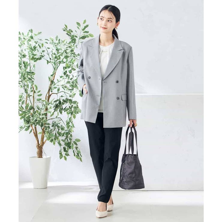 【洗える/ストレッチ/UVカット】麻調ストレッチダブルブレストジャケット | a.v.v【WOMEN】 | 詳細画像14 