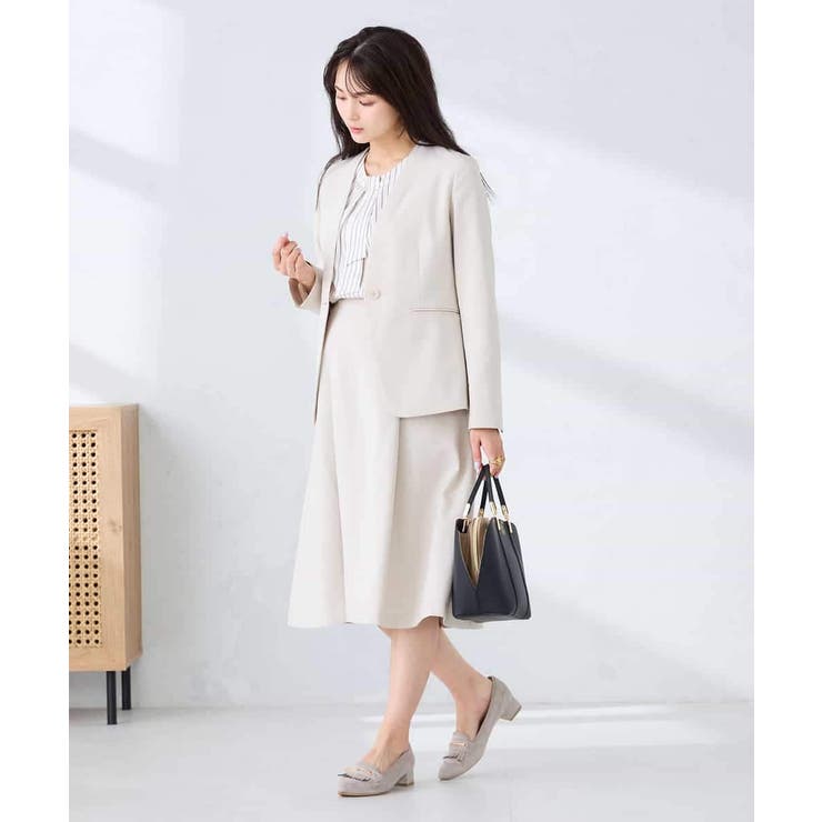 【洗える/UVカット】リネンライクストレッチノーカラージャケット | a.v.v【WOMEN】 | 詳細画像12 