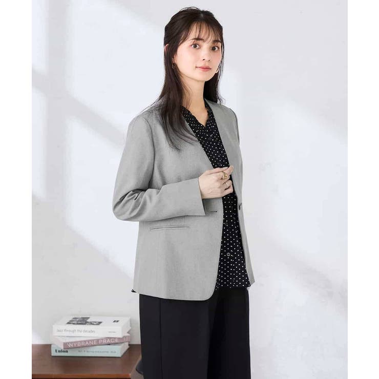 【洗える/UVカット】リネンライクストレッチノーカラージャケット | a.v.v【WOMEN】 | 詳細画像15 