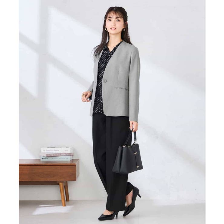 【洗える/UVカット】リネンライクストレッチノーカラージャケット | a.v.v【WOMEN】 | 詳細画像19 