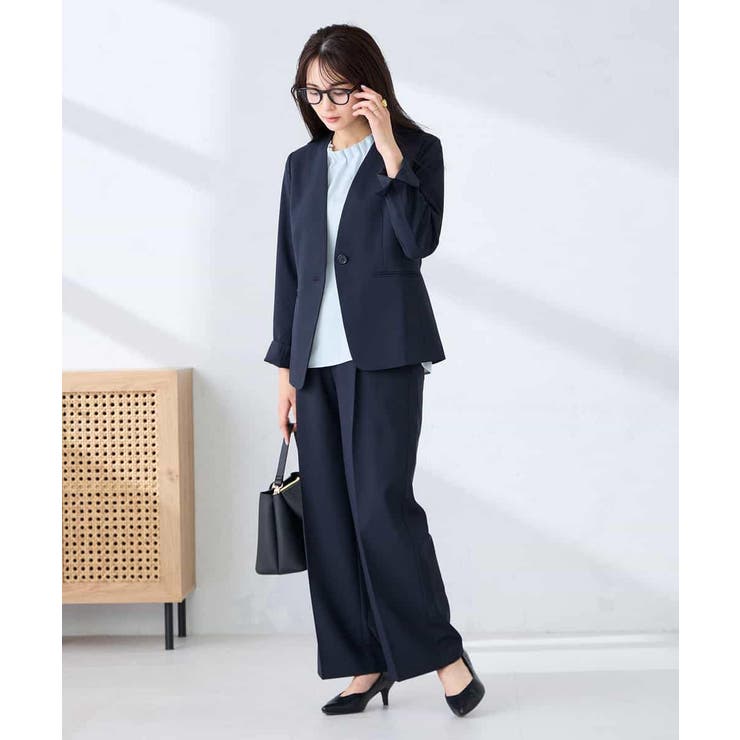 【洗える/UVカット】リネンライクストレッチノーカラージャケット | a.v.v【WOMEN】 | 詳細画像5 