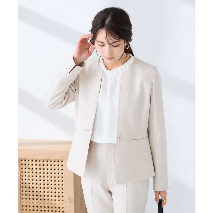 【洗える/UVカット】リネンライクストレッチキーネックジャケット | a.v.v【WOMEN】 | 詳細画像11 