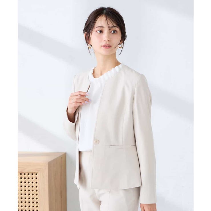 【洗える/UVカット】リネンライクストレッチキーネックジャケット | a.v.v【WOMEN】 | 詳細画像12 