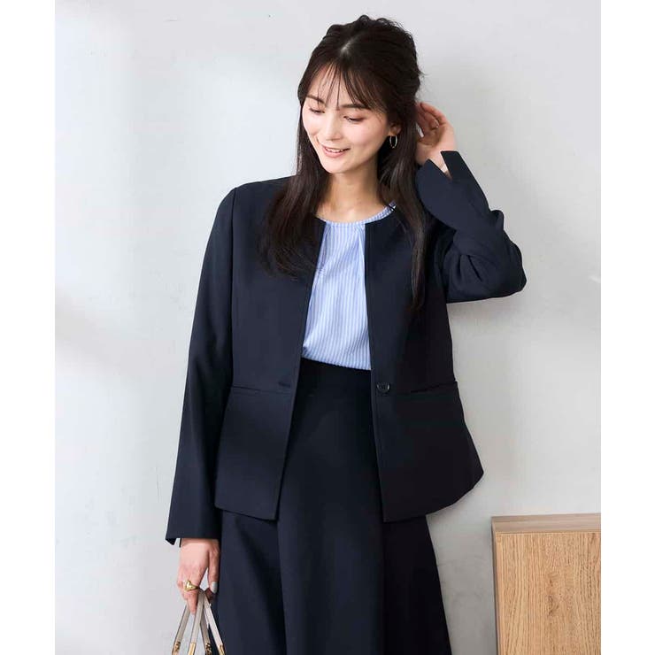 【洗える/UVカット】リネンライクストレッチキーネックジャケット | a.v.v【WOMEN】 | 詳細画像2 