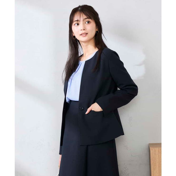 【洗える/UVカット】リネンライクストレッチキーネックジャケット | a.v.v【WOMEN】 | 詳細画像4 