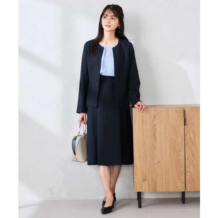 【洗える/UVカット】リネンライクストレッチキーネックジャケット | a.v.v【WOMEN】 | 詳細画像5 