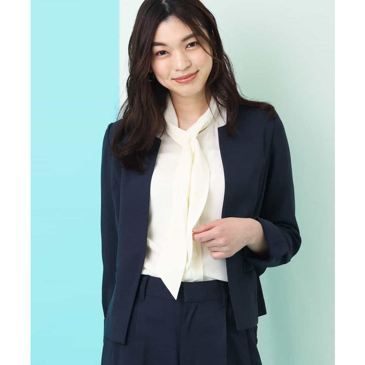 【セットアップ対応/洗える】リネンライクキーネックジャケット | a.v.v【WOMEN】 | 詳細画像1