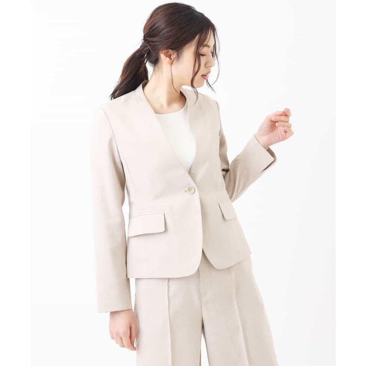 【セットアップ対応/洗える】リネンライクVネックジャケット | a.v.v【WOMEN】 | 詳細画像14