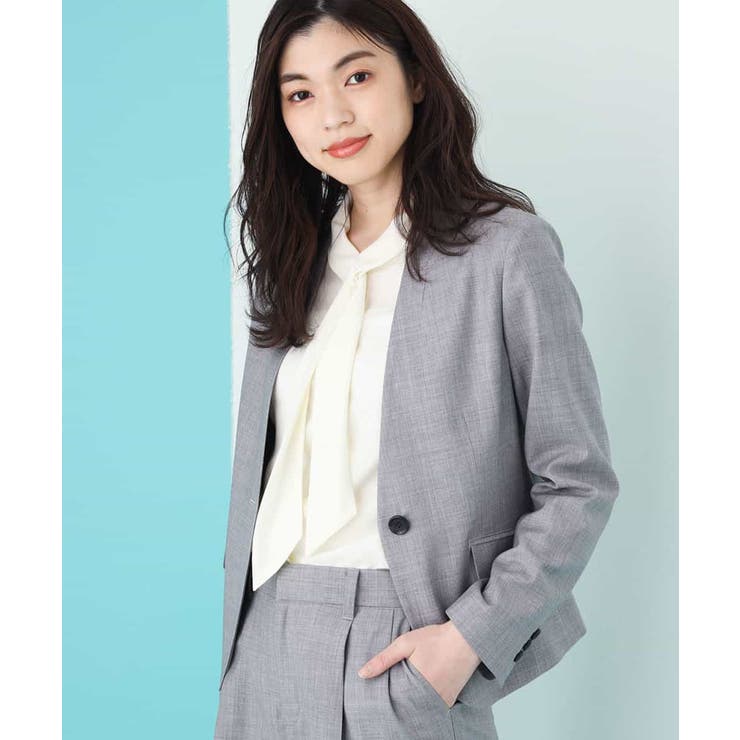 グレー | 【セットアップ対応】importVネックジャケット | a.v.v【WOMEN】