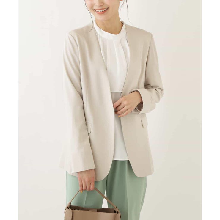 ライトグレー | 【セットアップ対応 MARSHMALLOW PONTI】ストレッチノーカラージャ… | a.v.v【WOMEN】