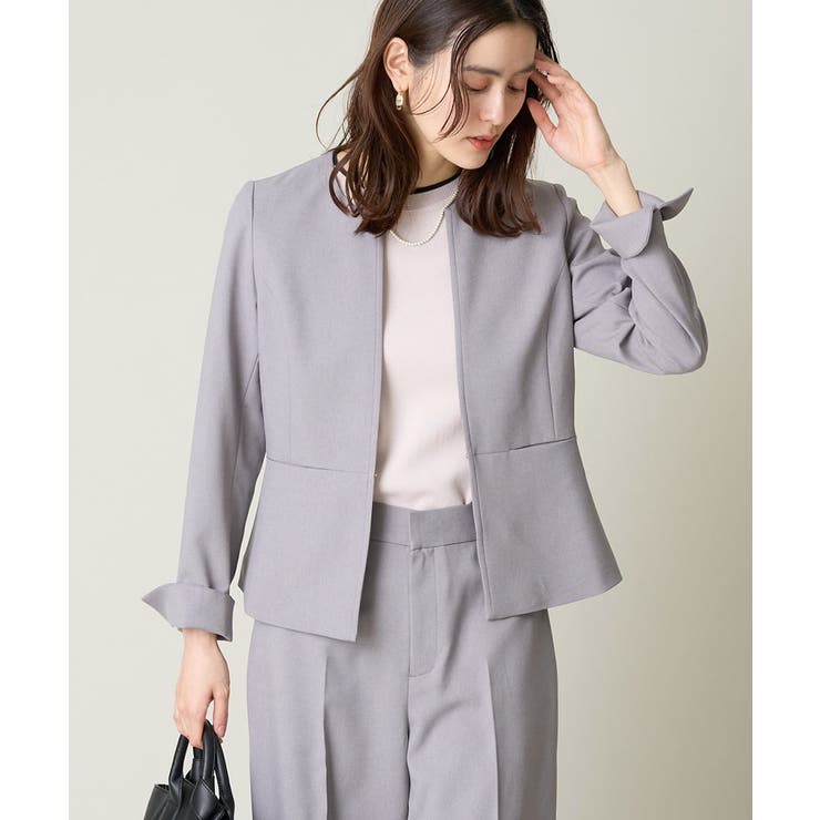 【洗える/ストレッチ/UVカット】麻調ストレッチキーネックジャケット[品番：ITKW0016147]｜a.v.v【WOMEN】（アーヴェヴェ）のレディースファッション通販｜SHOPLIST（ショップリスト）