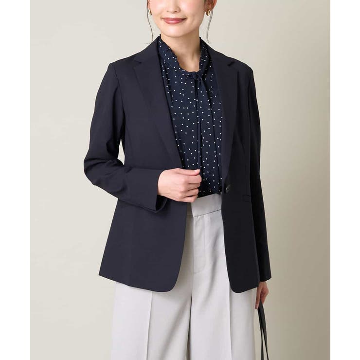 ネイビー | 【洗える UVカット 接触冷感】オックスストレッチテーラードジャケット【Refl… | a.v.v【WOMEN】