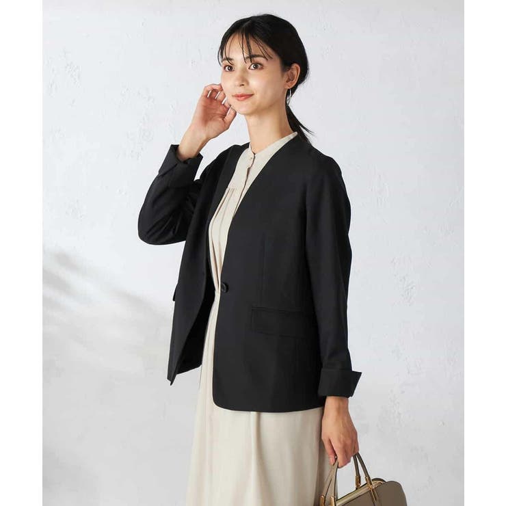 【洗える/イージーケア/吸水速乾/ストレッチ】梳毛調Vネックジャケット | a.v.v【WOMEN】 | 詳細画像14 