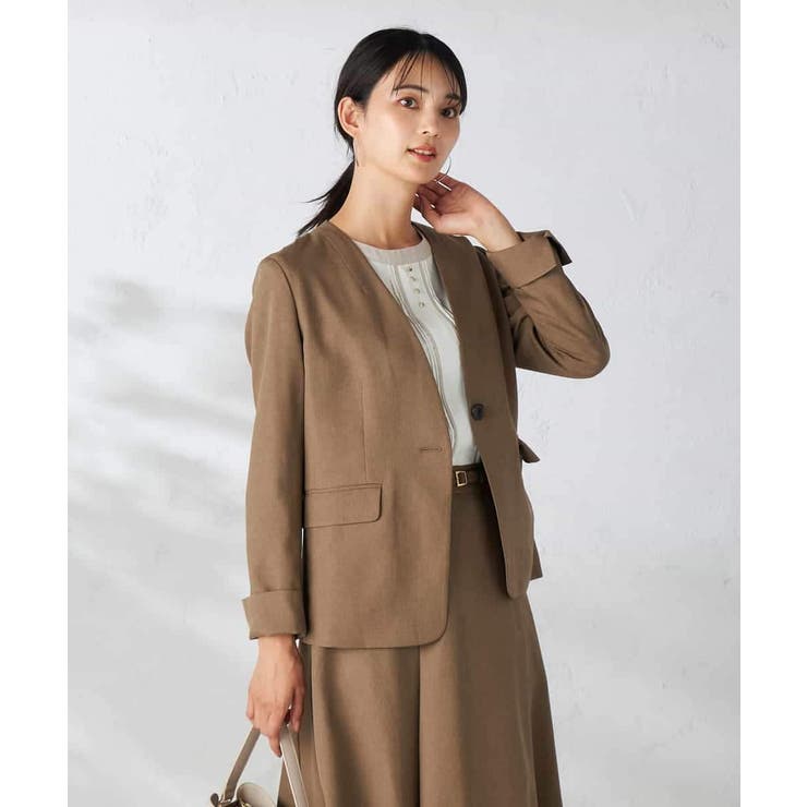 【洗える/イージーケア/吸水速乾/ストレッチ】梳毛調Vネックジャケット | a.v.v【WOMEN】 | 詳細画像3 