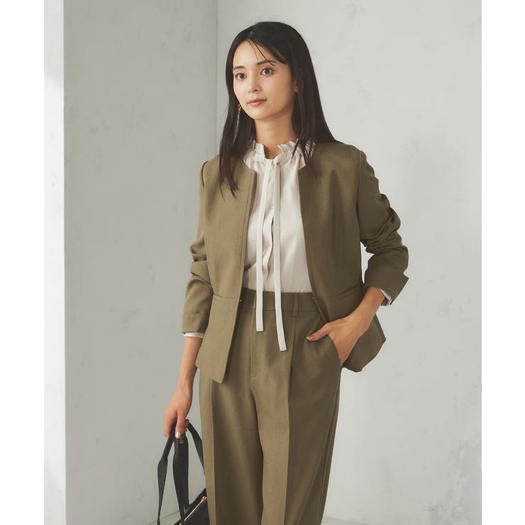 【洗える/イージーケア/吸水速乾/ストレッチ】梳毛調キーネックジャケット | a.v.v【WOMEN】 | 詳細画像2 