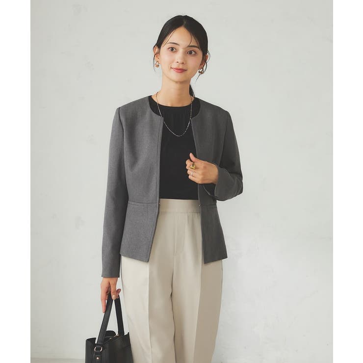 【洗える/イージーケア/吸水速乾/ストレッチ】梳毛調キーネックジャケット | a.v.v【WOMEN】 | 詳細画像23 