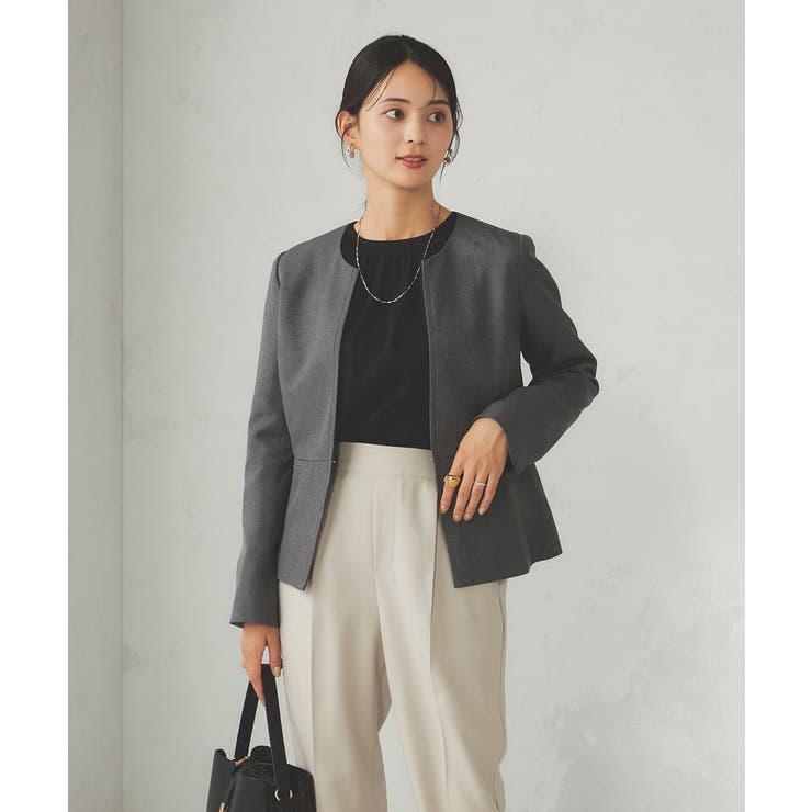 【洗える/イージーケア/吸水速乾/ストレッチ】梳毛調キーネックジャケット | a.v.v【WOMEN】 | 詳細画像24 