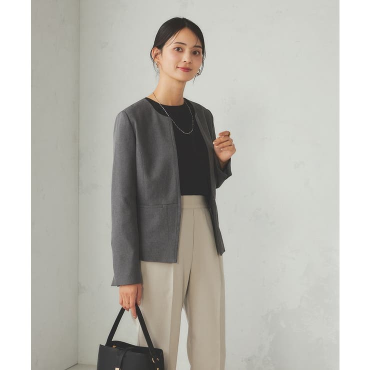 【洗える/イージーケア/吸水速乾/ストレッチ】梳毛調キーネックジャケット | a.v.v【WOMEN】 | 詳細画像25 