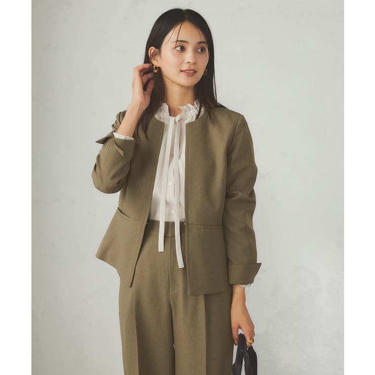 【洗える/イージーケア/吸水速乾/ストレッチ】梳毛調キーネックジャケット | a.v.v【WOMEN】 | 詳細画像3 