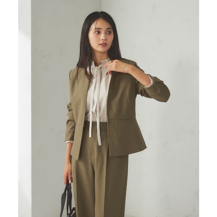 【洗える/イージーケア/吸水速乾/ストレッチ】梳毛調キーネックジャケット | a.v.v【WOMEN】 | 詳細画像4 